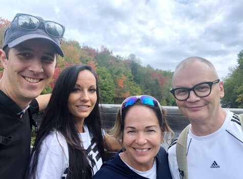 Four employees hiking at Mont-Tremblant.